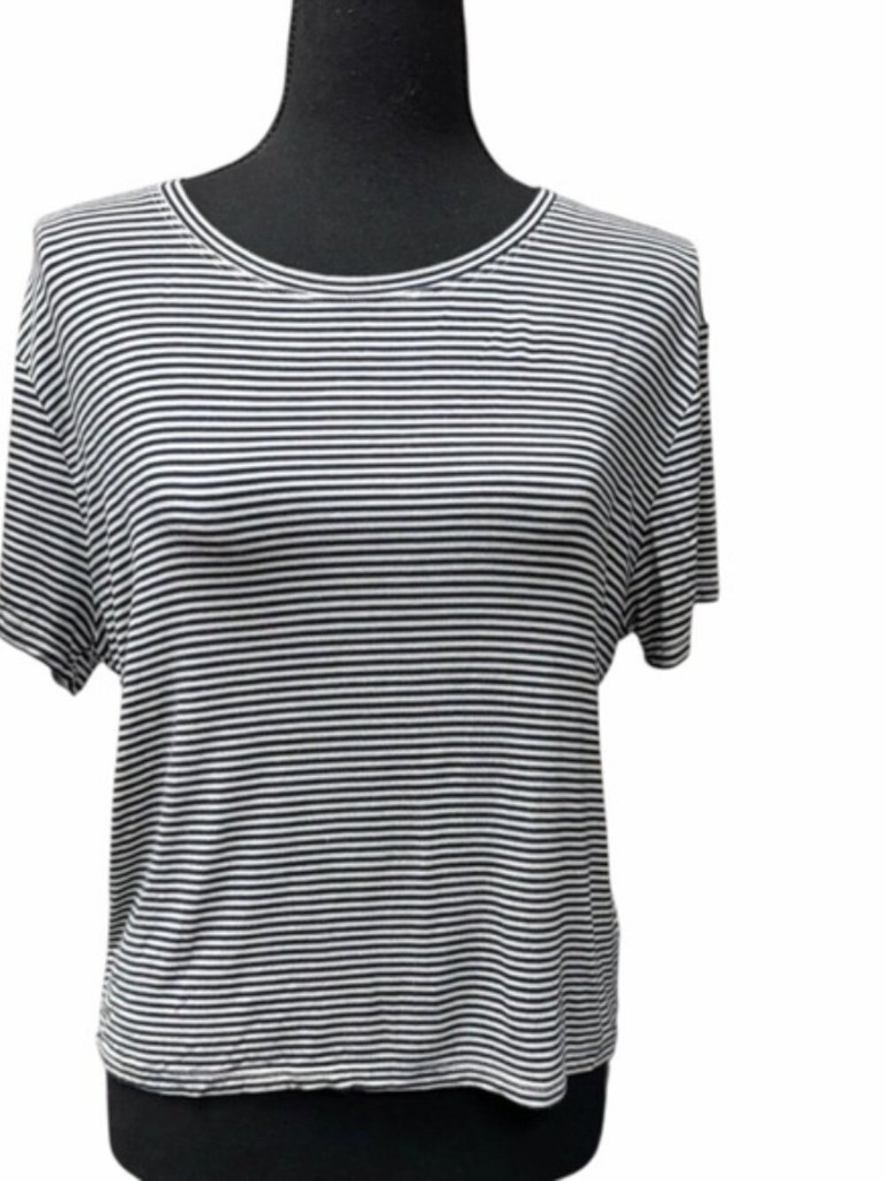 J.o&co Chic Striped Blue and White Cropped Women's Tee Size XL/TG
